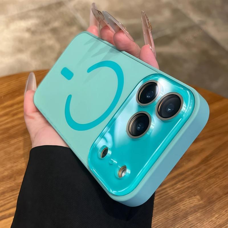 Luxus Bonbonfarbe Großes Fenster Stoßfeste Hülle Für iPhone 17 16 15 14 13 12 Pro Max Für Magsafe Kabelloses Laden Armor Funda