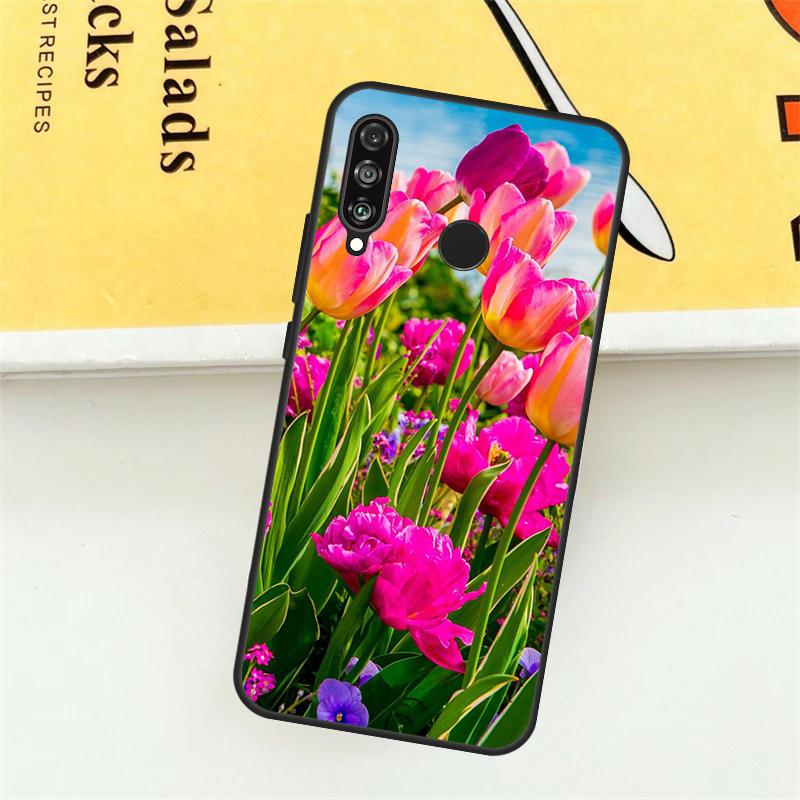 Spring Tulips Flower For Huawei Nova Y61 Y73 Y70 Y72 Y60 Y90 Y91 7i 8i 11i 12i 12s 9 10 SE P20 P30 P40 Lite Case