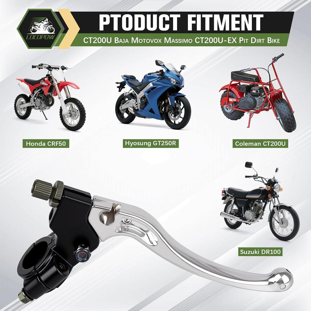 LOCOPOW 7/8" 22mm Left Clutch Brake Handle Lever for Coleman CT200U CT100U for Honda CRF 50 100 150 CRF450R XR100 200 XR250 Suzuki DR200 YZ80 85 125