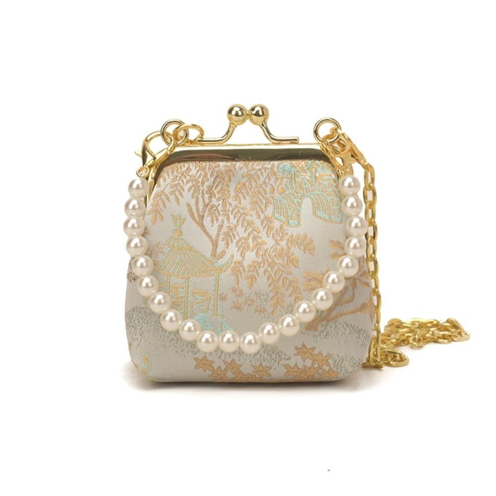 Retro Chinese-style Mini Bag Embroidery Imitation Pearl Handle Shoulder Bag Party