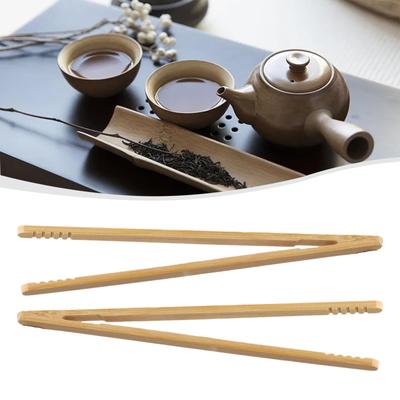 2*Bamboo Wood Wooden Food Toast Salad Tongs Toaster Bacon Sugar Ice Tea Tong