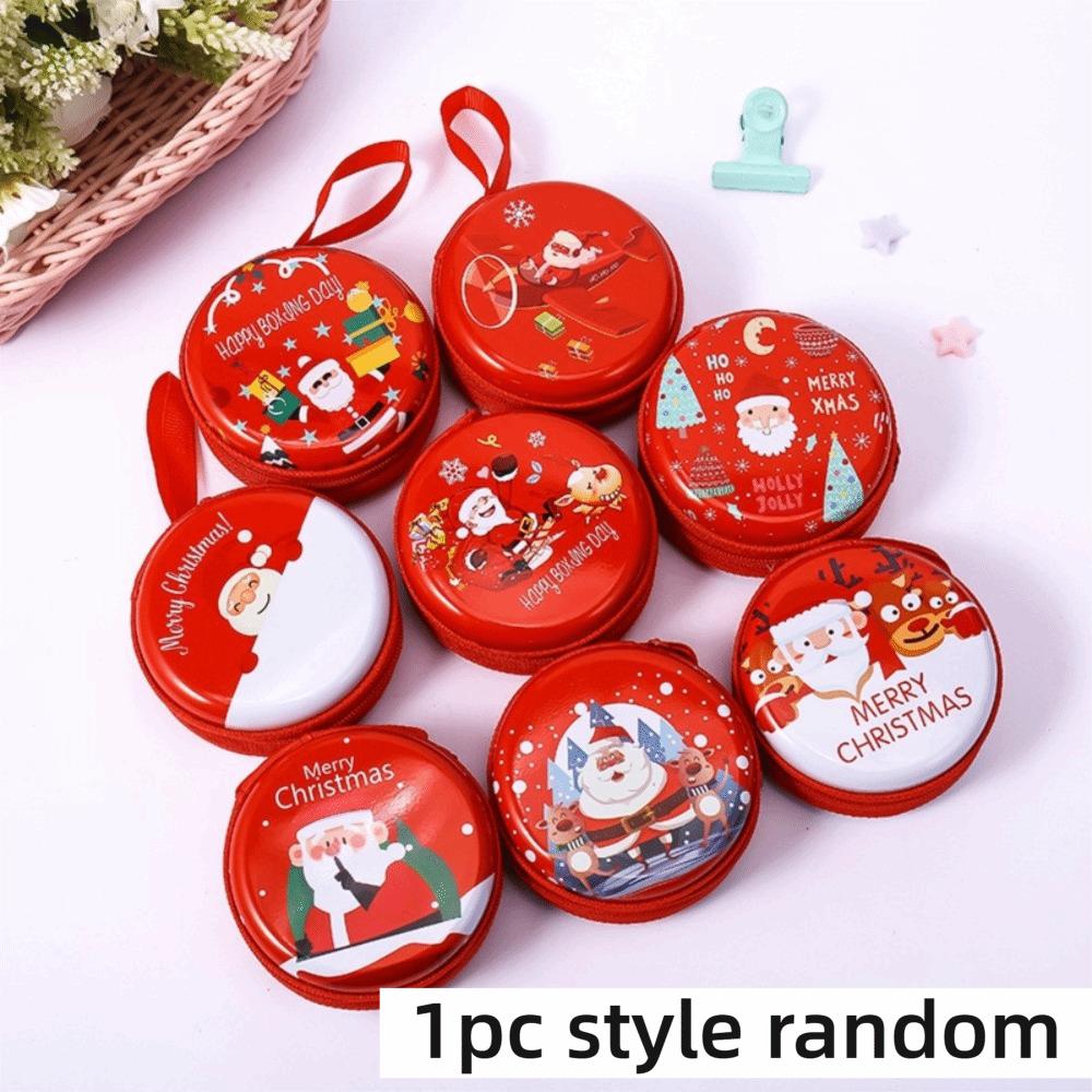 New Cartoon Christmas Coin Purse Santa Claus Tin Box Phone Keychain Pendant Snowman Cartoon Storage Box New Year