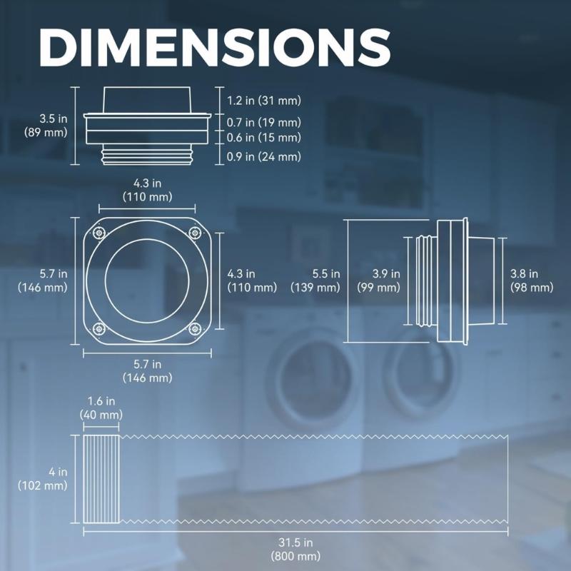 Dryer Vent Connector Sealed Dryer Exhaust Connector Magnetic Dryer Vent Coupling Easy to Clean Quick Connector