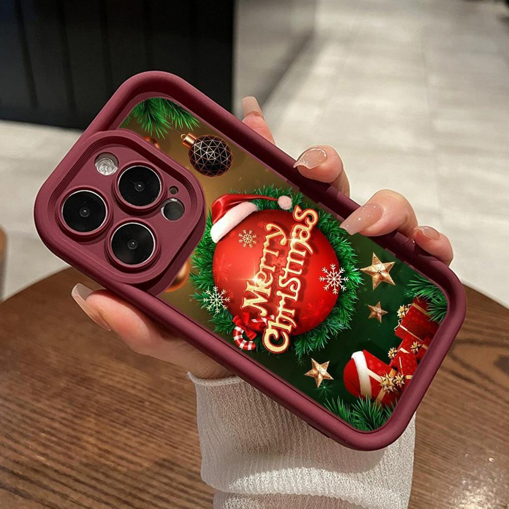 Ae113 Crăciun Fericit artă Moș Crăciun artă design Huse de telefon pentru iPhone 16 14 13 11 Pro Max 15 7 8 Plus 12 mini XR XS Max Husă de protecție pentru scară de înger