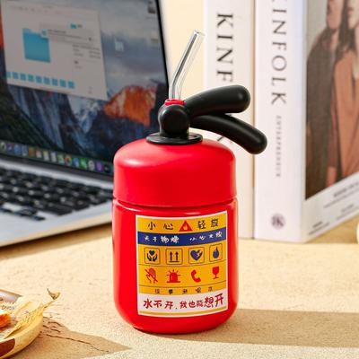 400ml keramický hrnek Hasicí přístroj Tvar Osobnost Láhev na vodu Domácí kancelář Hrnek na kávu s víčkem Slámka Hasič Perfektní dárek