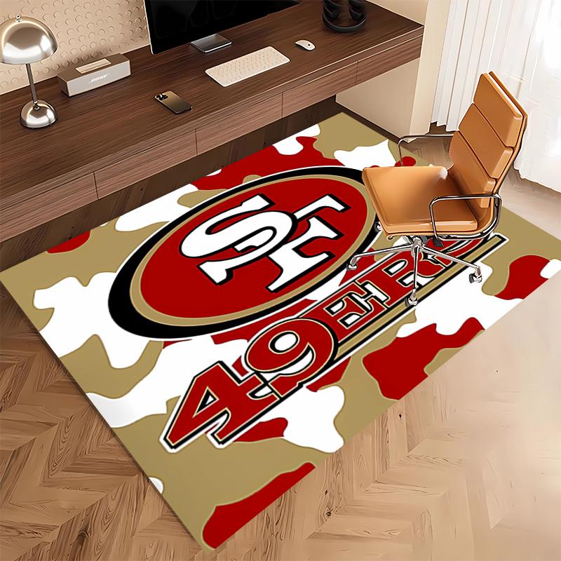 1 Stück San Francisco 49ers LOGO Druck Teppich - Weich, Waschbar, Rutschfest, Indoor-Matte, Wohnzimmer, Home-Office Dekorativer Teppich, Büro Dekorativ