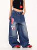 Unisex Retro Patchwork Ripped Wide-Leg Jeans