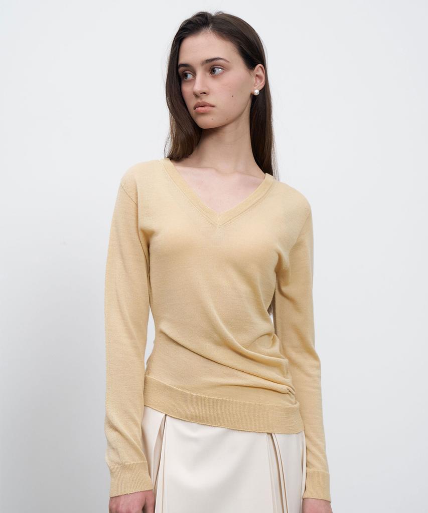 RENEJ V Neck Shirring Knit