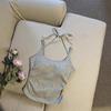 Women's Ruched Halter Neck Camisole with Built-in Bra - Versatile Summer Top for Girls