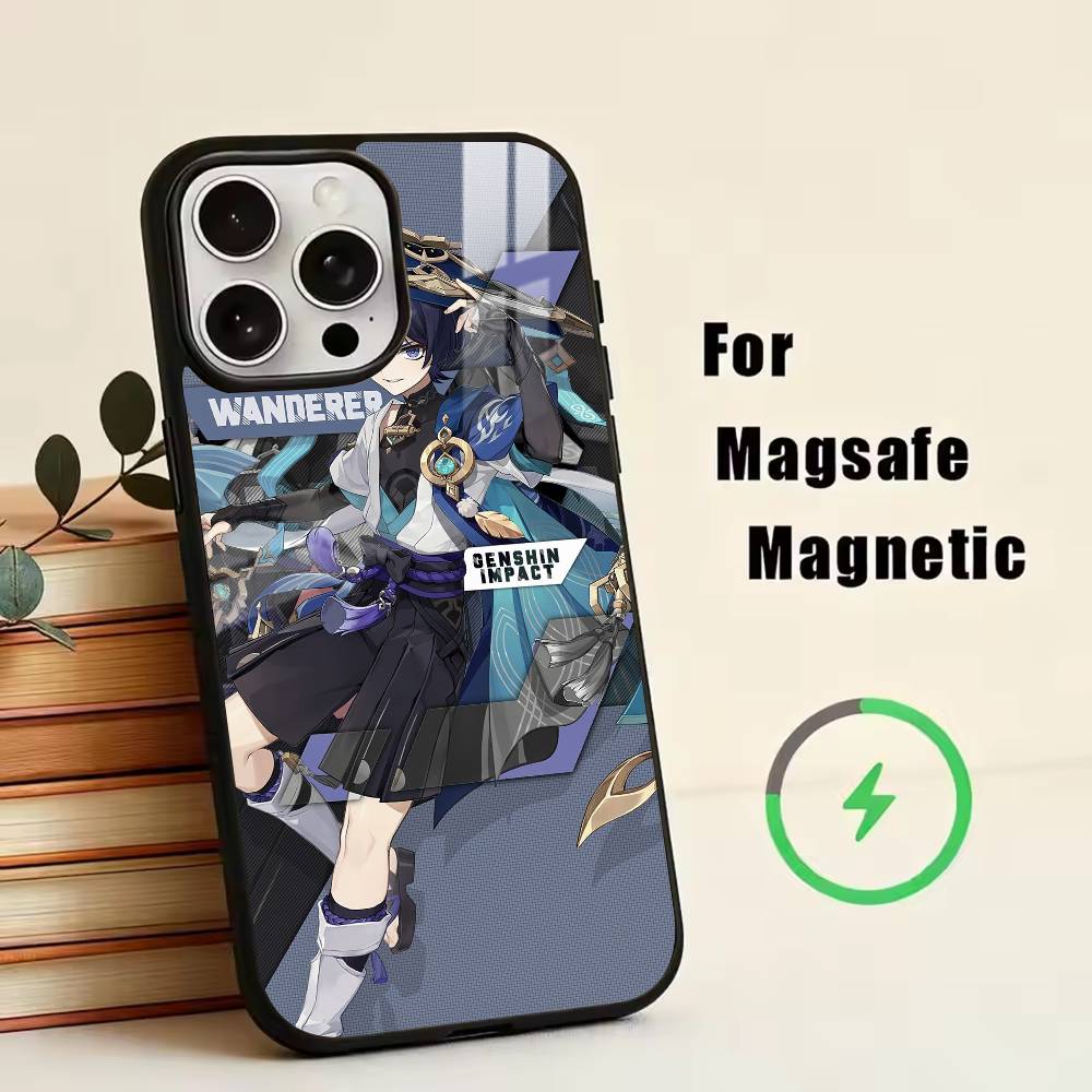 

Чехол для телефона G-Genshin Wanderer Scaramouche для iPhone 17, 16, 15, 14, 13, 12, 11 Plus, Pro, магнитный для Magsafe, беспроводная зарядка iPhone15
