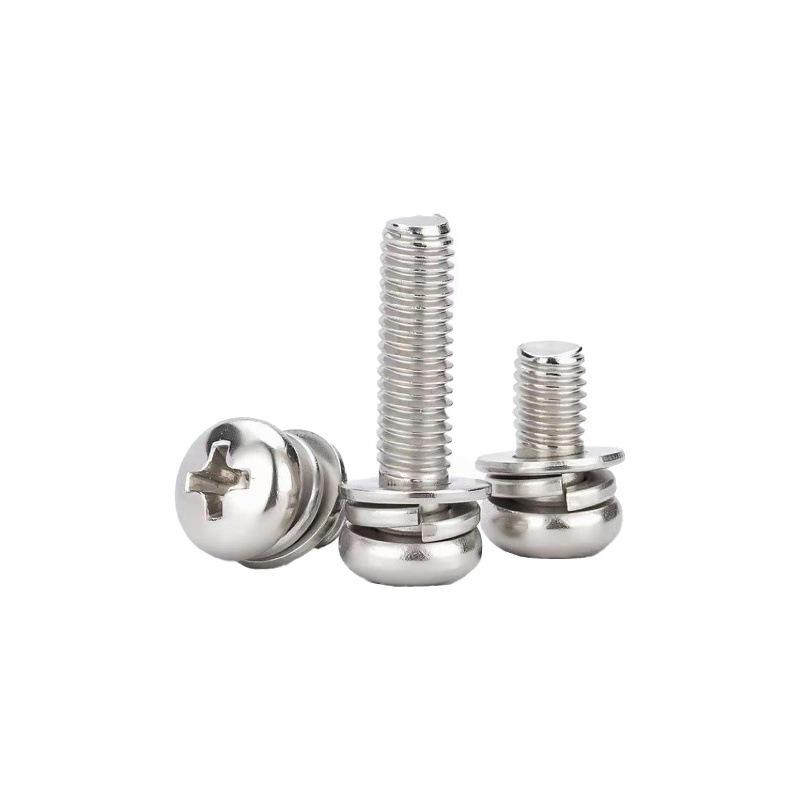 Nickel-Plated Phillips Pan Head Screw with Washer, M2-M6 Thread