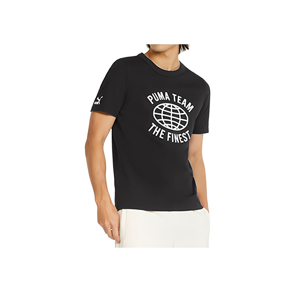 Puma Team Graphic Print Casual Crew Neck Short Sleeve T-Shirt Men Tops Black 536956-01