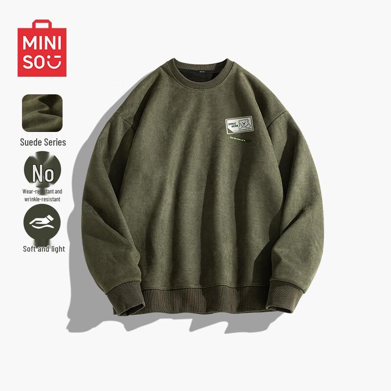 MINISO Men's Suede-Feel Crewneck Sweatshirt