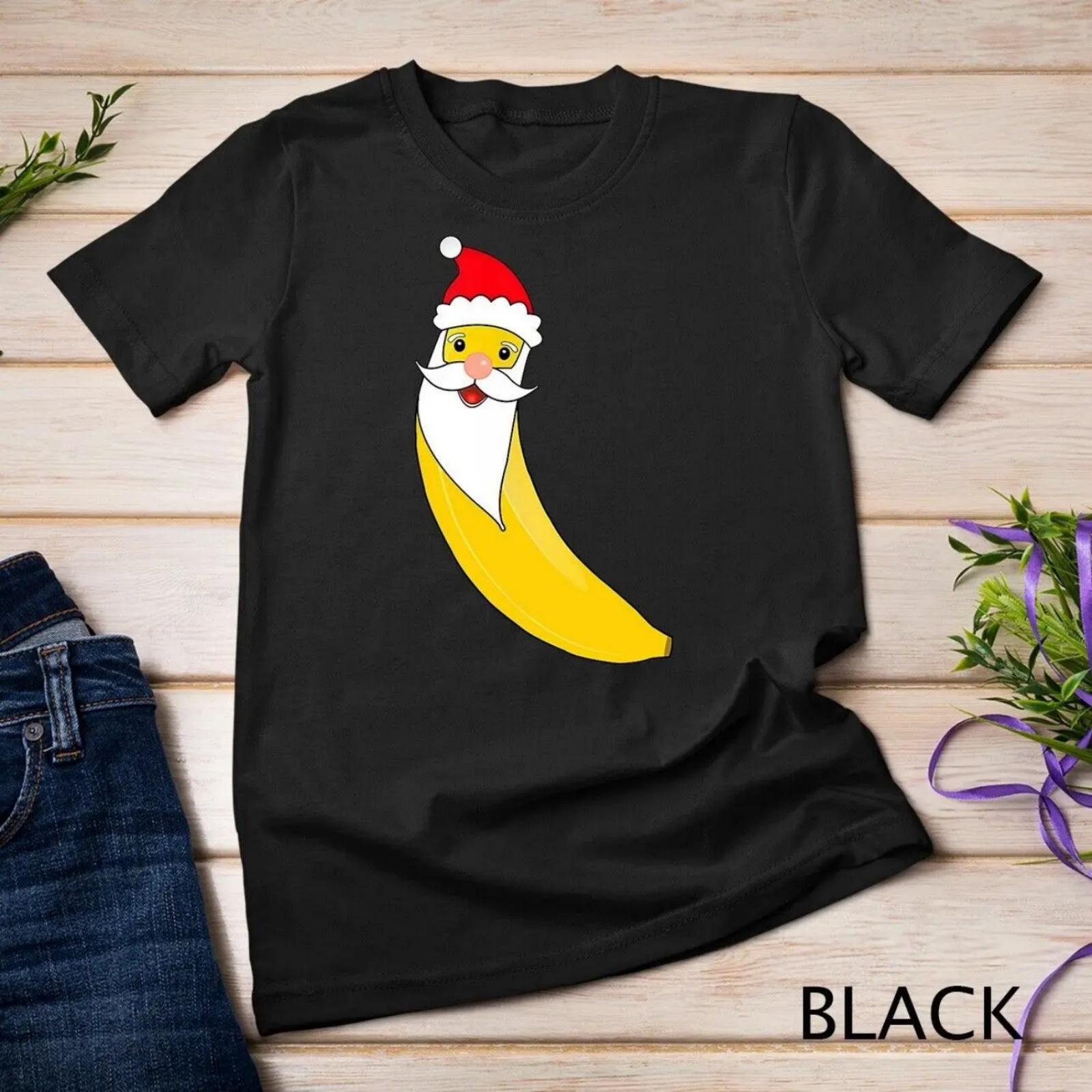 

Christmas Banana Santa Claus Hat Funny Merry gift T shirt XXXXXL чорний