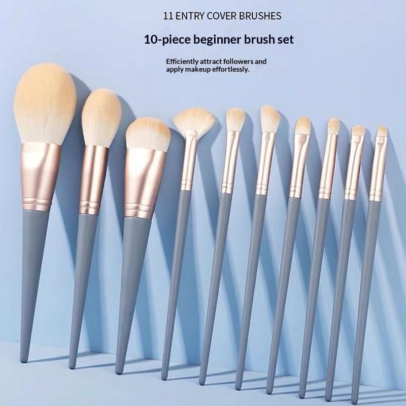 Blue Bridge Makeup Brushes Set 10Pcs Soft Essential Foundation Blush Powder Brush Kit for Beauty Facial Makeup Daily Routine