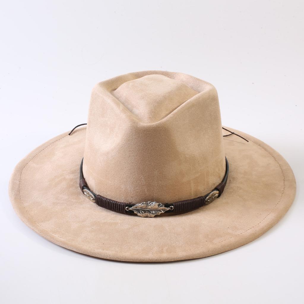 Popular European and American Style Suede Big-brimmed Top Hat, Men's and Women's Classic Fashion Western Cowboy Hat