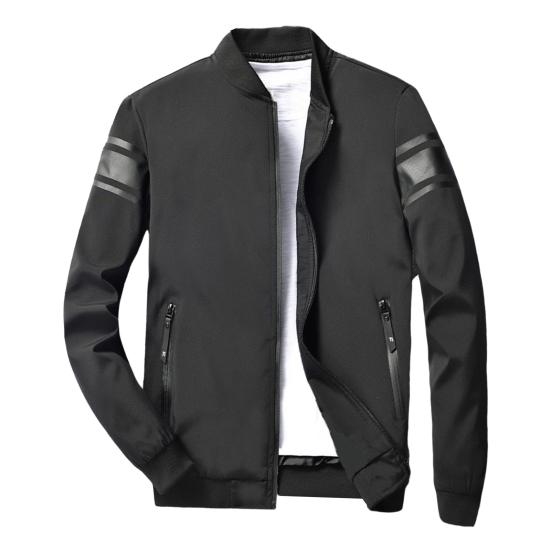 Stand Collar Long Sleeve Zipper Closure Pockets Men Jacket Spring Autumn Thin Style Solid Color Slim Baseball Jacket Coat