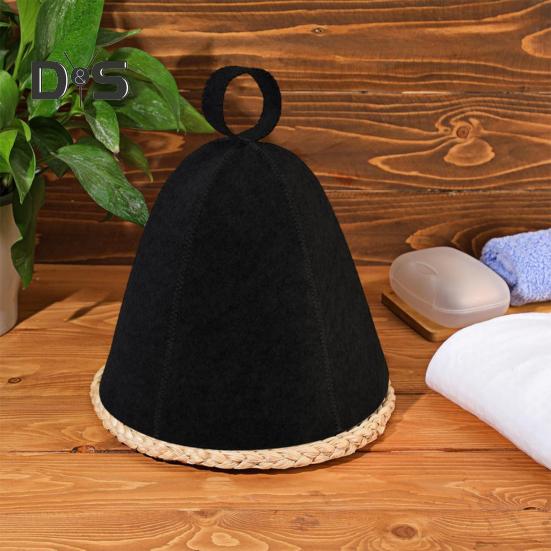 Felt Sunna Hat Unisex Vaporarium Hat Thermal Insulation Elastic Water-absorbing Hair Drying Cap Solid Color Spa Bath Accessories