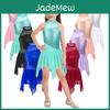 Pailletten Mädchen Glänzend Ärmellos Kinder Asymmetrischer Saum Ballett Lyrisch Modern Tanz Leotard Kleid