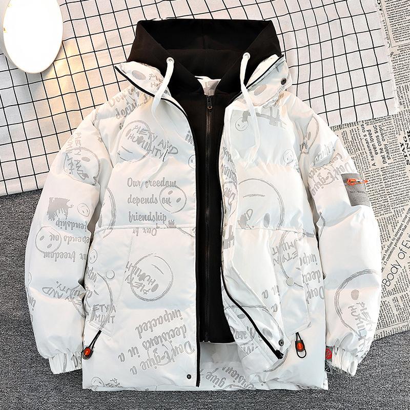 Fake Two-piece Cotton Coat for Men's Winter New Style Teenager Thickened Men's Down Cotton Coat Jacket