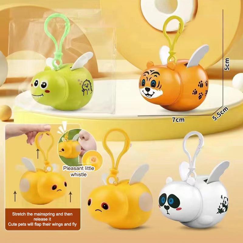 Cartoon Zugseil Schüttelnder Flügel Anhänger Schlüsselanhänger Niedlicher Dicker Panda Tiger Flügel Kordelzug Schlüsselanhänger Rucksack Dekoration Geschenke