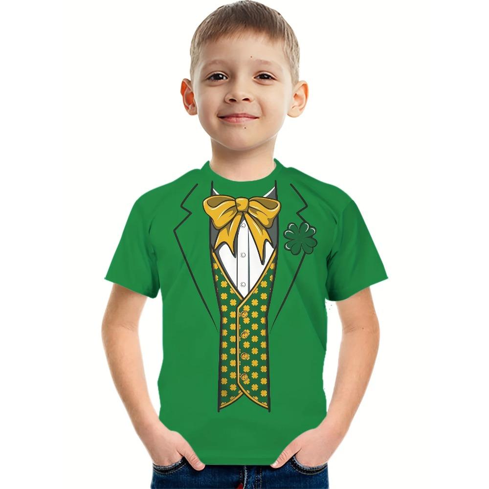 Children's Short Sleeve T-Shirts Creative Funny 3D Print Kids Summer Casual Comfortable Soft Breathable Round Neck Boys Girls T-Shirts