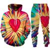 Dolce Amore Cuore 3D Stampa Uomo/Donna Tuta Set Casual Felpa Con Cappuccio E Pantaloni 2 Pezzi Set Oversize Pullover Trend Coppia Felpa