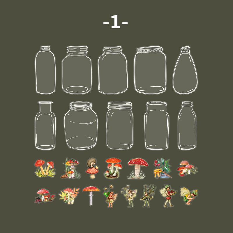 PET Sticker Transparent Plant Flower Botttle Handbook Retro Floral Decoration Stickers DIY Scrapbook Collage Photo Frame