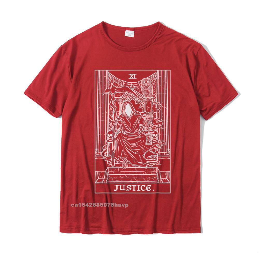 Justice Tarot Card Grim Reaper Halloween Goth Horror Occult T-Shirt Normal Cotton Tops Shirt Casual Discount T Shirts