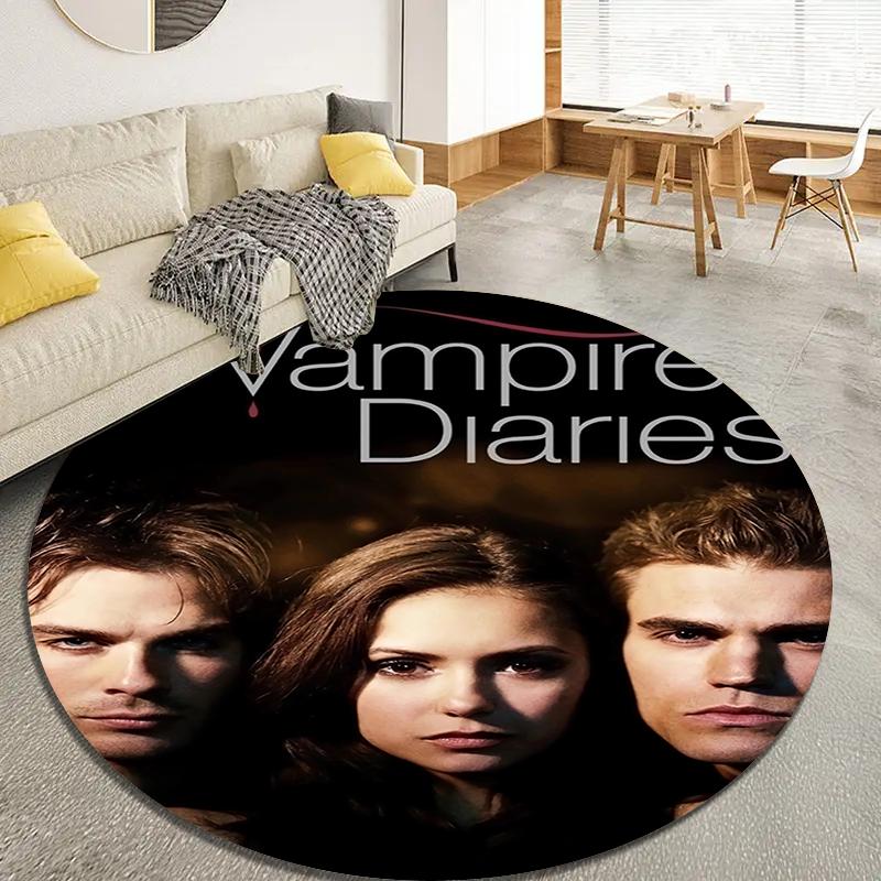 Tapete Redondo Cool TV The Vampire Diaries, Tapete para Sala de Estar Quarto Sofá Sala de Jogos Decoração, Tapete de Chão Antiderrapante Q0046