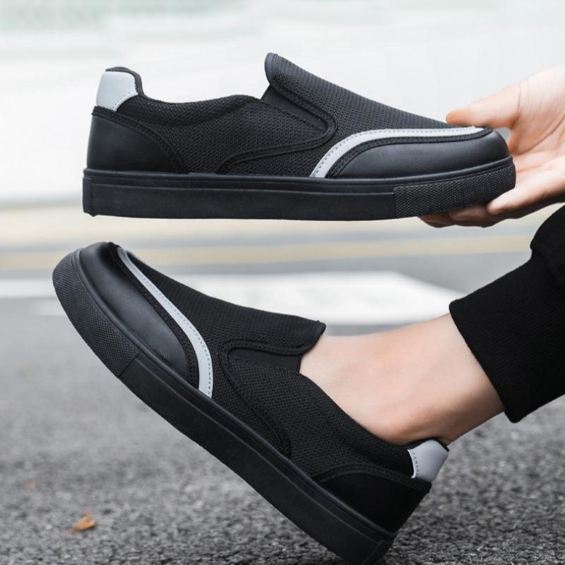 Fashion Men's Canvas Shoes Breathable Mesh Casual Shoes Comfort Loafers Classic Vulcanized Shoes for Men Slip-On Driving Shoe Sneakers