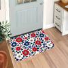 1pc Pack, 2D Flat Printing, American Country-style Red, Blue, and White Floral Pattern Doormat, Colorful Non-slip, Machine-washable Polyester Mat, Sui
