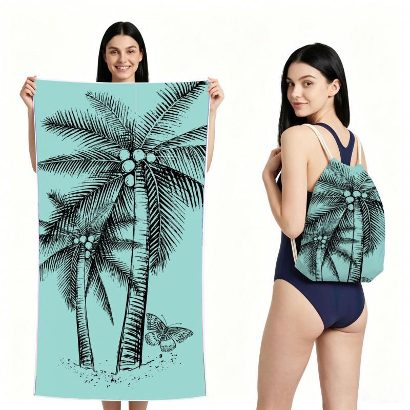 Portable Foldable Microfiber Beach Towel With Butterfly Sketch Print Dual-Sided Plush Quick-Dry Bath Travel Pool Spa Outdoor Use 90x180 cm In Stock