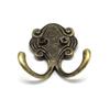 2Pcs Retro Zinc Alloy Double Prongs Clothes Coat Robe Purse Bag Hat Hook Hanger Antique Bronze 23mm*53mm*55mm