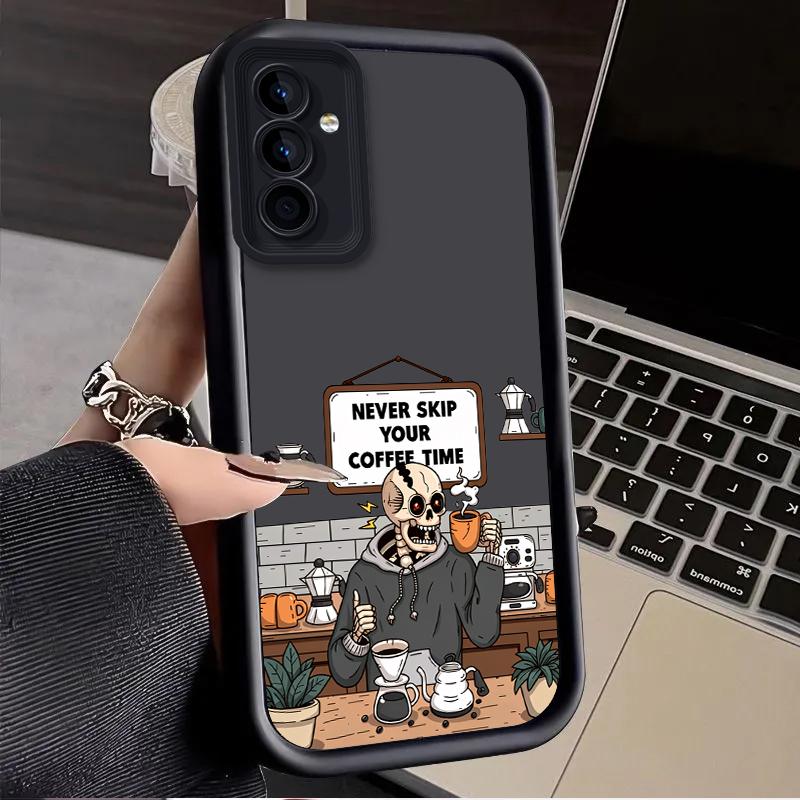 Skull Coffee Shop Case for Samsung Galaxy A53 A50 A50S A36 5G A35 A34 A33 A32 A30 A26 A24 A23 A22 A20 A16 A15 A14 A13 4G Cover