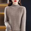Suéter de cachemira pura para mujer, jersey de otoño e invierno, cuello medio alto, liso, informal, de manga larga, tejido de punto, jersey de parte inferior