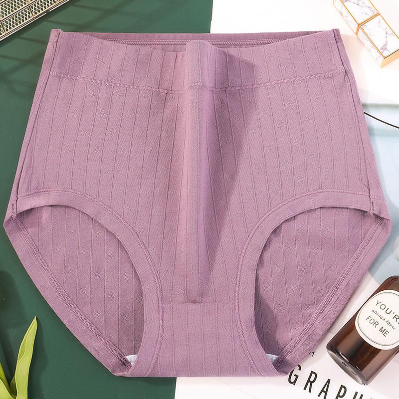 Women's High Waist Plus Size Cotton Underwear Breathable Solid Color Maternity Festival Briefs For Mature Women