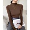Autumn and Winter Semi High Neck Knitted Sweater Women Long Sleeve Solid Casual Base Sweaters Tops Office Lady Elegant Slim Fit Knitwear Jumper 25049