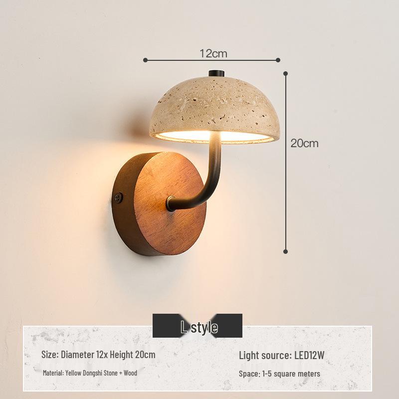 Wabi-Sabi Gelbe Travertin Nachttischlampe: Retro-Stil für Schlafzimmer & Wohnzimmer