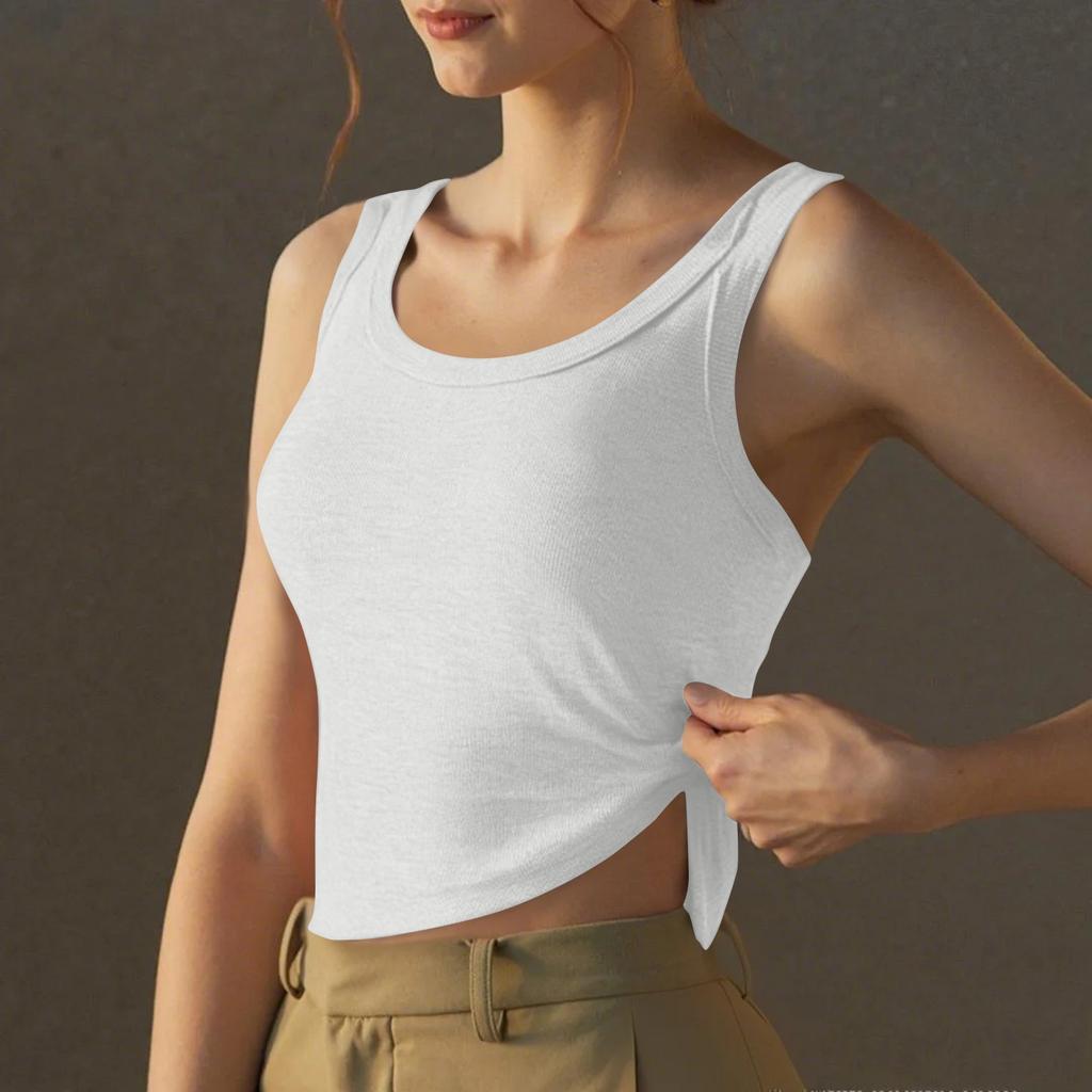 Women's Tank Top Bra Cup Women's Solid Color Bra Inner Layer Outer Layer Base Shirt