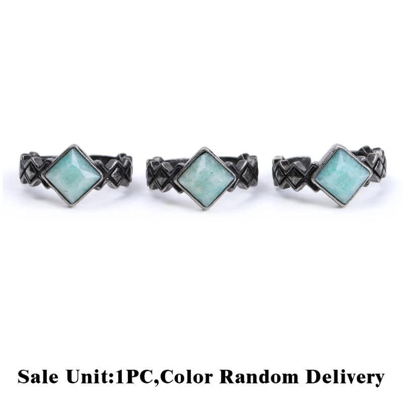 1Pcs Retro Crystal Ring Natural Stone Amethyst White Crystal Handmade Vintage Punk Finger Ring Jewelry Gift