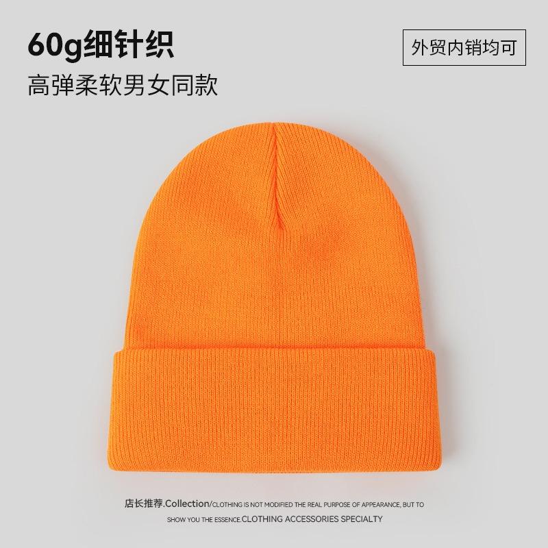 Solid Color Knitted Hat Printing O Autumn and Winter Warm and Cold-proof Versatile High Elastic Sleeve Cold Hat Man