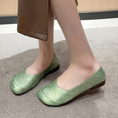 2024 Stil Modische und Bequeme Flache Damen-Slipper mit Quadratischer Zehenpartie, Vielseitig, Frühling und Herbst Damenschuhe