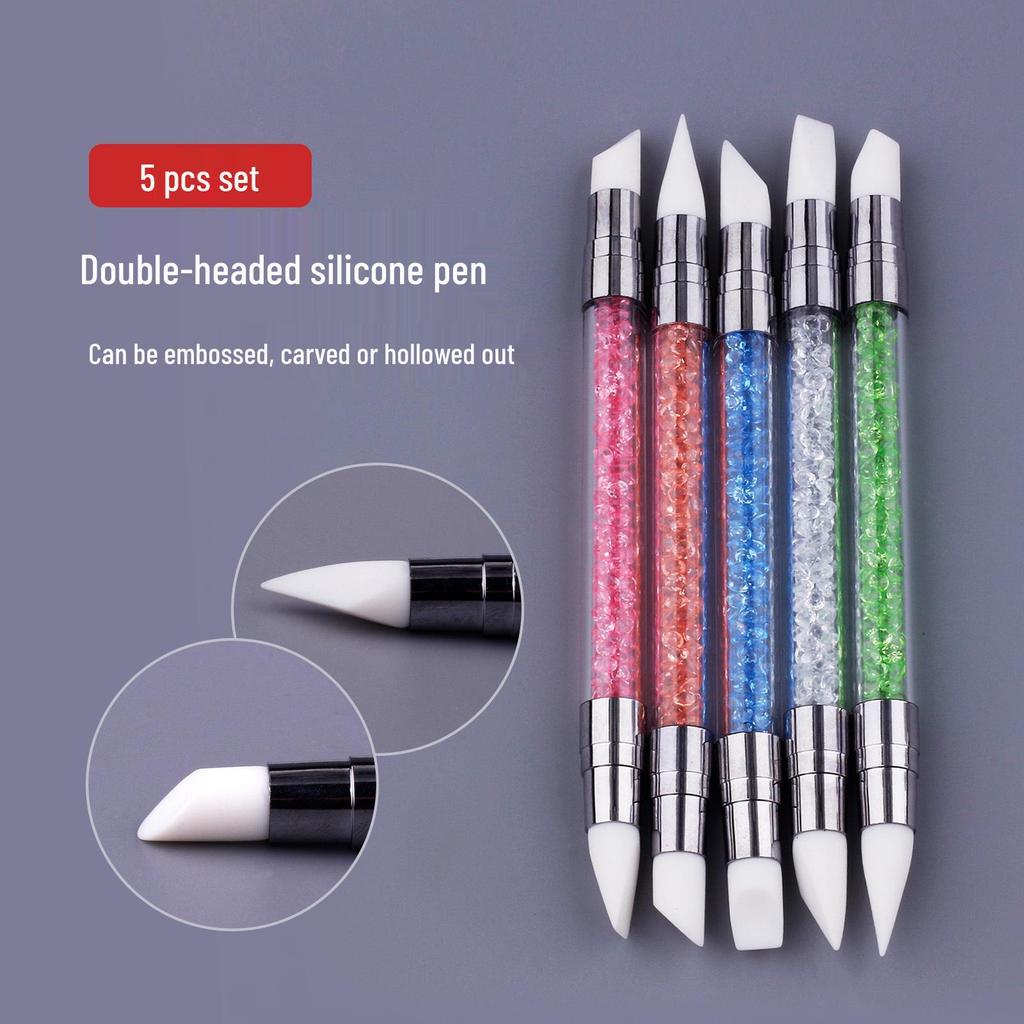 Crystal Diamond 5-Piece Double-Ended Silicone Dotting and Embossing Pen Set