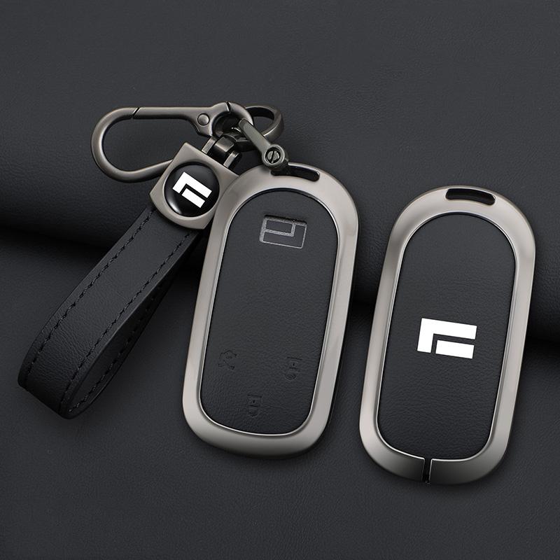 3 Keys Zinc Alloy Leather Car Key Case For Baic Polestone 01 Polestones 01 Jishi 01 Key Fob Car Key Cover Protective Case