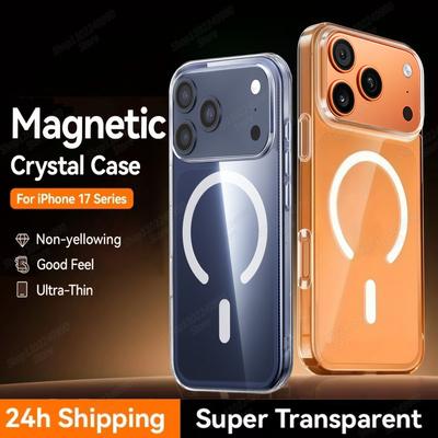 Transparent Soft Phone Case For iPhone 17 Pro Max Air 13 12 Mini 14 15 Plus 11 16 Pro For Magsafe Wireless Charge Magnetic Cover