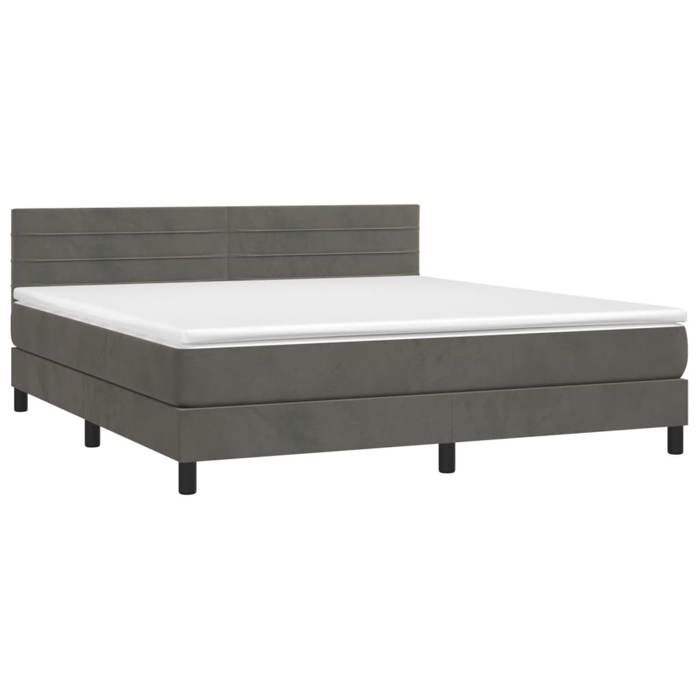 VidaXL Lit à sommier tapissier et matelas Gris foncé 180x200cm Velours 3141378