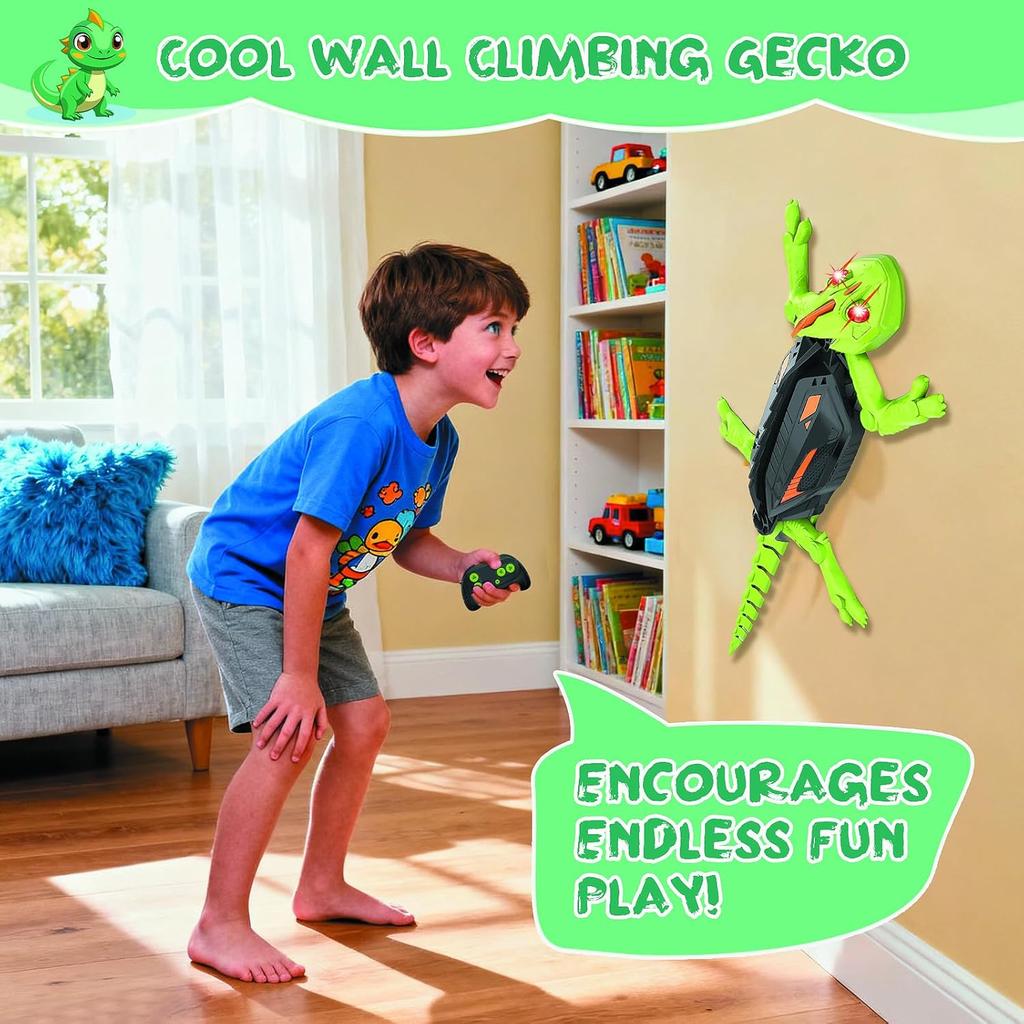 Wall Crawler Gecko RC Toy for Age 8-13 - Realistic Remote Control Lizard Wall Climbing Toy, Birthday Gifts for Boys Age 4-8, Fun and Novelty Toys