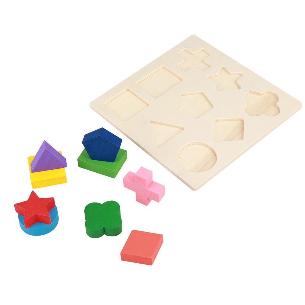 Kids Educational Wooden Toy Set Geometric Block Building Puzzle Baby Early Learning Tool