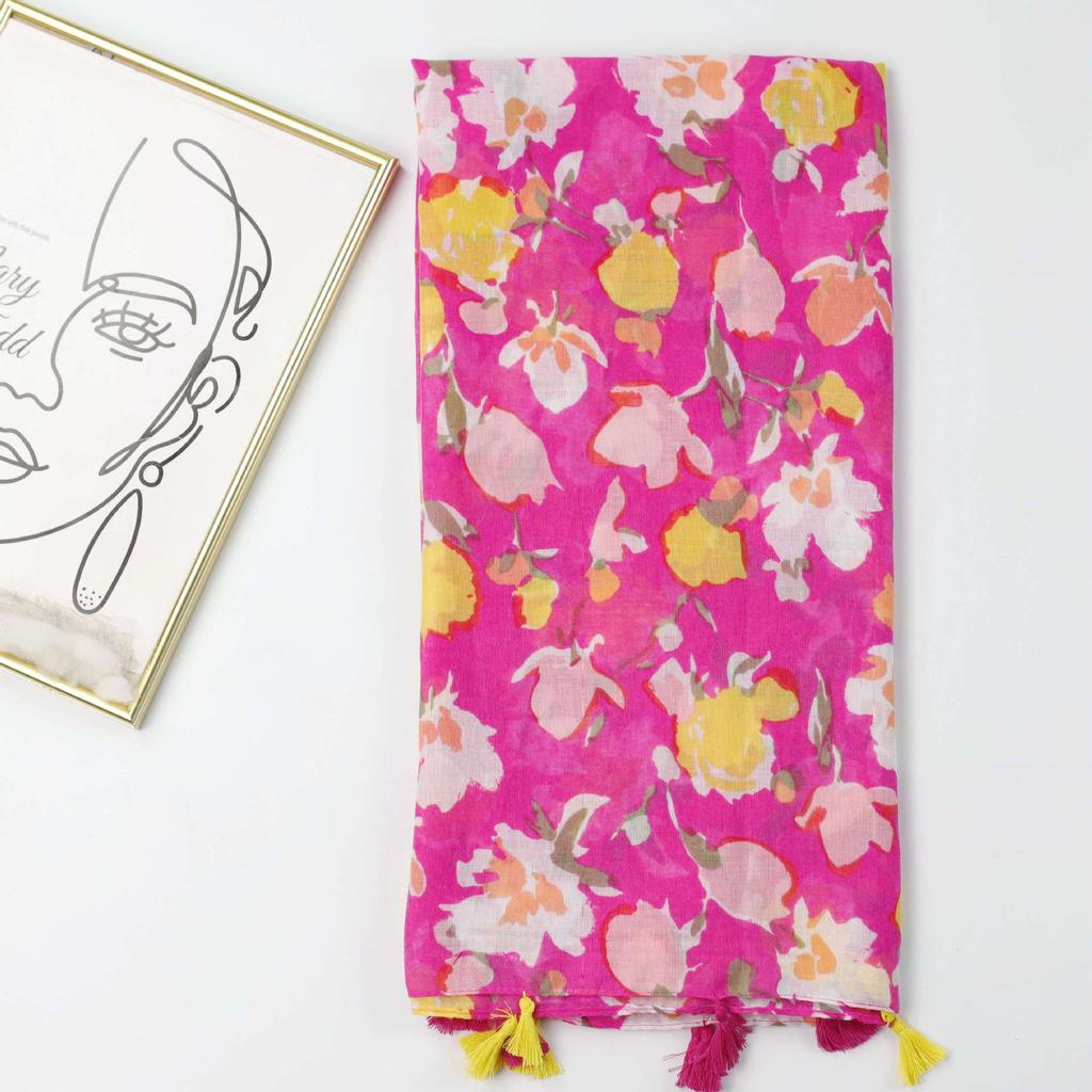 2024 Vår og høst Vinter Nytt bomull og hamp langt tynt skjerf Reise Allsidig solkrem varmt sjal for kvinner